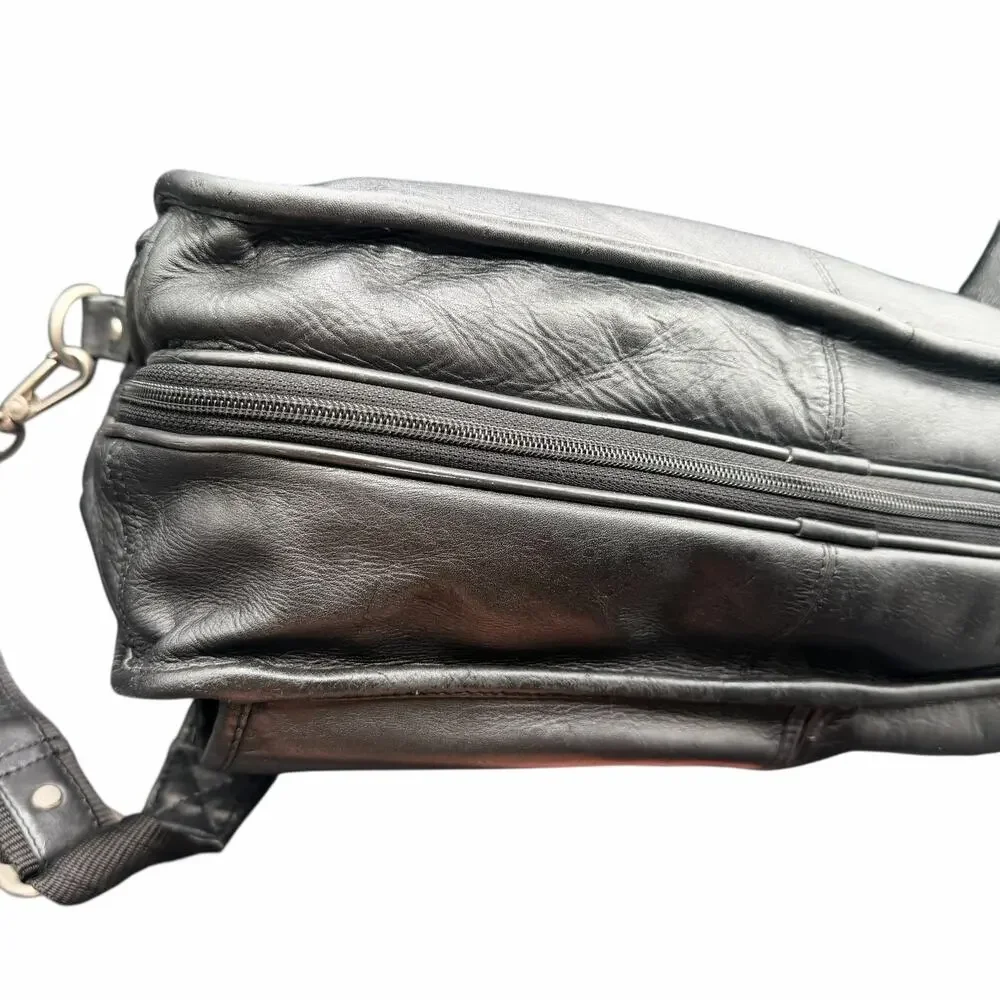 Wilsons Leather Pelle Studio Black Laptop Briefcase Bag